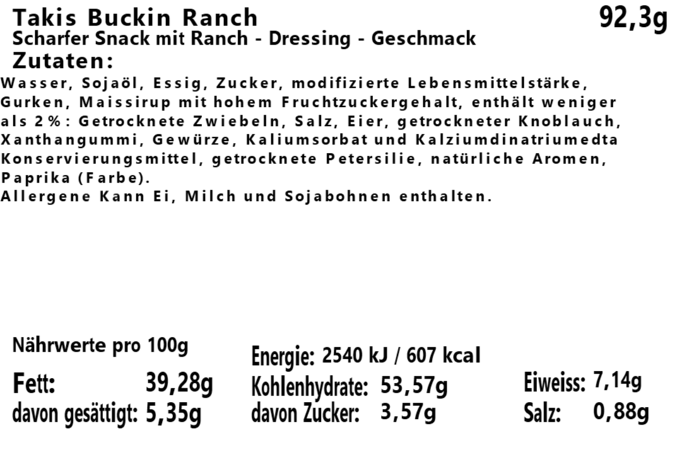 Takis Ranch 92,3g MHD 25.01.2025