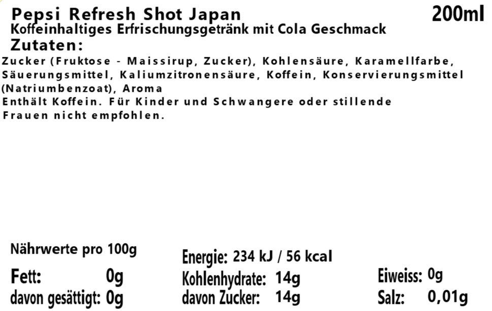 Pepsi Refresh Shot Japan 200ml